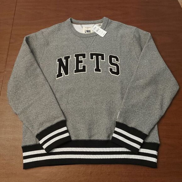 Todd Snyder X NBA Brooklyn Nets Crewneck Sweatshirt Salt Pepper Men's Size L